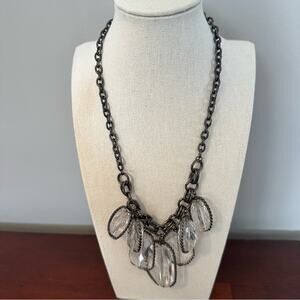 QVC Necklace Gunmetal Acrylic Crystals Chunky Statement Retro Funky Unique